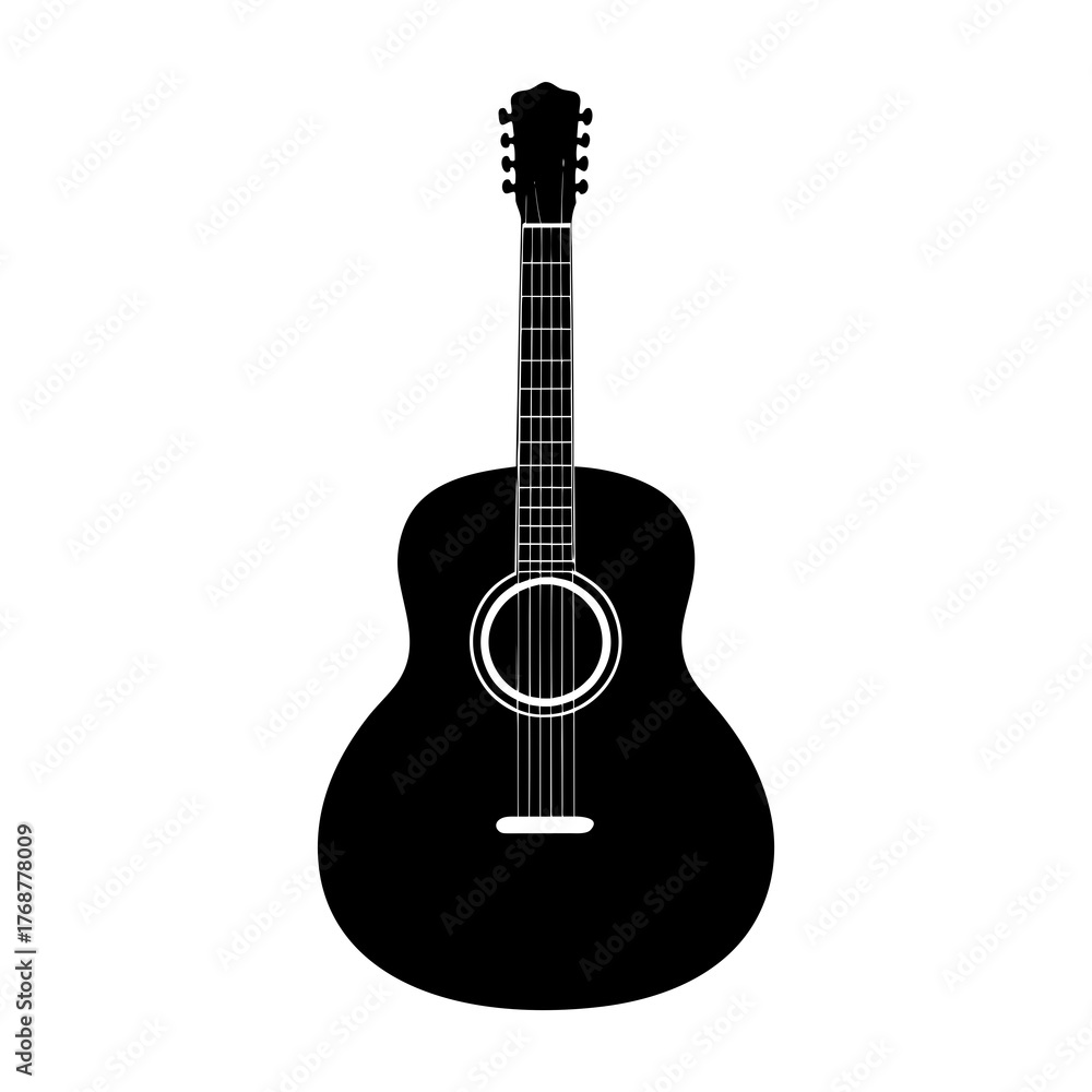 Obraz premium Simple black silhouette of an acoustic guitar