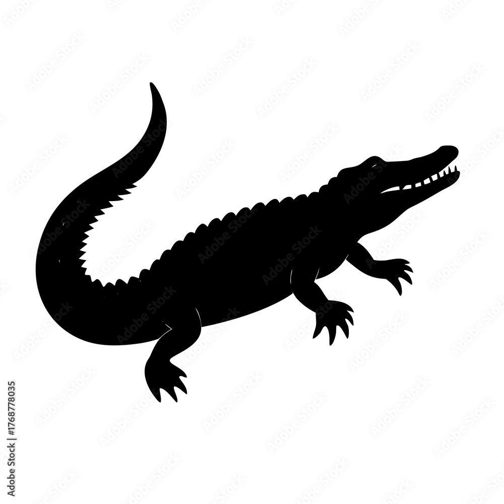 Fototapeta premium Black silhouette of an alligator with open mouth