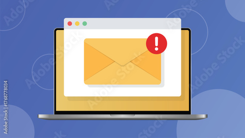 Email alert notification on laptop