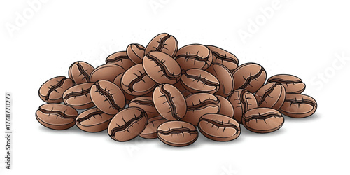 Elegant illustration of roasted coffee beans with smooth brown gradients and refined details