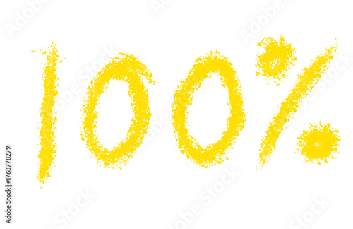 Hand made One hundred percent a hand-drawn yellow number and symbol Transparent PNG