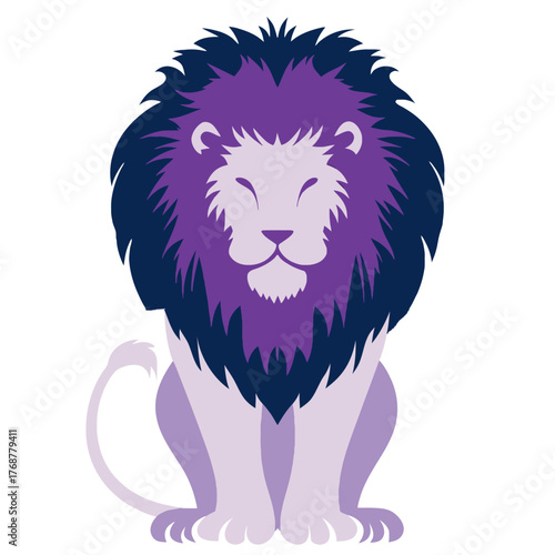 Stylized purple lion illustration symbolizing strength courage and leadership concept