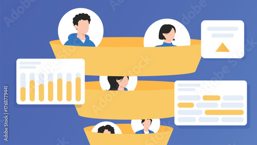 Sales funnel with leads and analytics