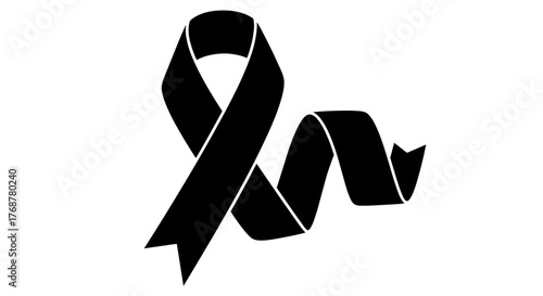 Solemn black ribbon symbolizes remembrance, support, and deep reflection in times of loss