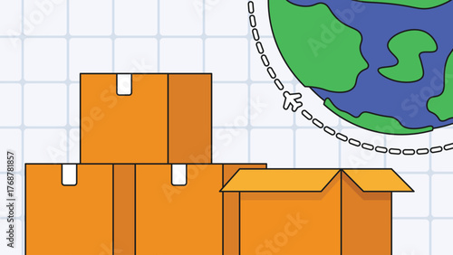 Shipping boxes global delivery banner