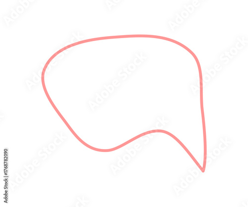 Hand drawn squiggle chat balloon box with round outline and outlined talk icon. Pink speech balloon as message or chat box for conversation, comic textbox or communication template in minimal