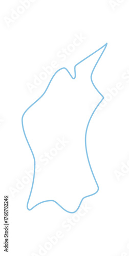 Wavy hand drawn speech box icon in blue outline. Outlined balloon as chat and message box, with a circle and sketch style for conversation concept. Ideal for outlined communication conversation