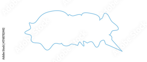 Hand drawn squiggle box icon with sketchy outline and round bubble form. Speech balloon for chat or talk message, outlined and simple, with abstract shape, conversation template.