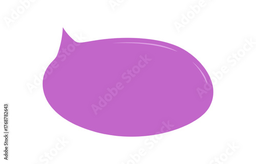 Purple organic talk balloon box with circle form in hand drawn speech style. Graphic bubble for message and chat. Conversation element as an abstract graphic for creative communication.