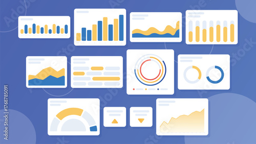 Analytics dashboard widgets blue banner background