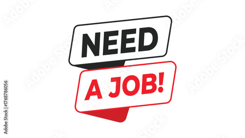 Need a job banner, red and black typography design for employment opportunity, hiring announcement, recruitment, or career search concept poster