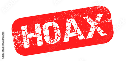 Grunge Rubber Stamp with Text HOAX. Distressed Red Warning Label for Fake News Concept