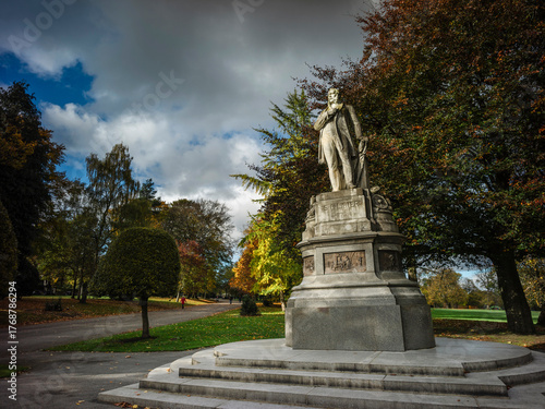 Bradford, West Yorkshire, England, United Kingdom, 25th October 2025, Statue of Samuel Lister in Lister Park