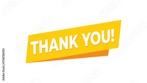 Thank you banner, yellow typography design for appreciation, gratitude, or customer service message in modern communication and business style