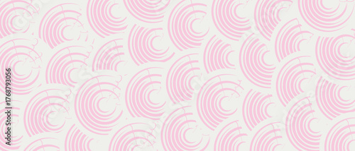 Soft Pastel Pink Curved Wave Pattern Repeats Seamlessly for Modern Feminine Backgrounds. A seamless vector of repeating pastel-pink curved wave arcs on white; clean and versatile for packaging, statio