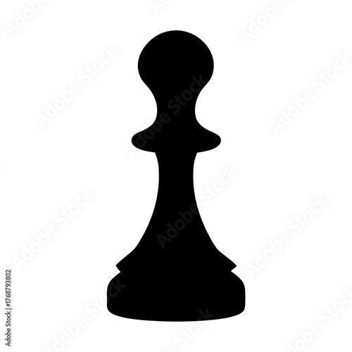 Monochrome image showcasing a black silhouette of a chess pawn on white background