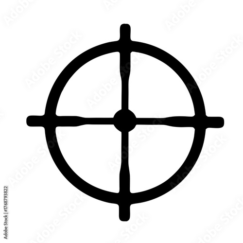 Abstract Black and White Target Symbol with Circle and Crosshair Elements