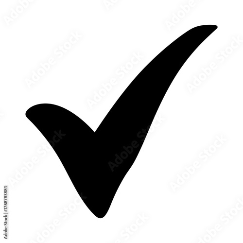 Simple black check mark on white background conveying approval and acceptance