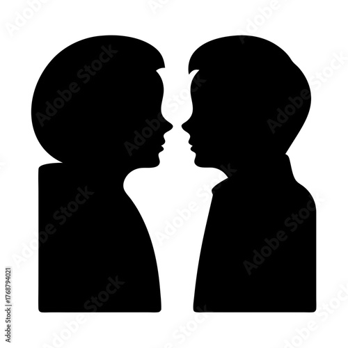 Two Silhouetted People Facing Each Other Illustrating Interpersonal Connection in Visual Ambiguity