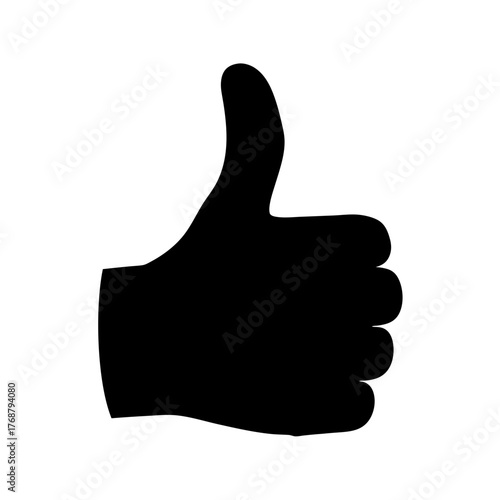 Black silhouette of a hand giving a thumbs up gesture of approval