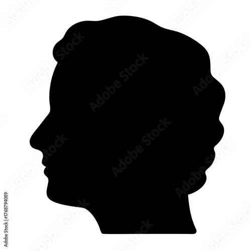 Silhouette of a human head in profile, rendered in black, minimalist style