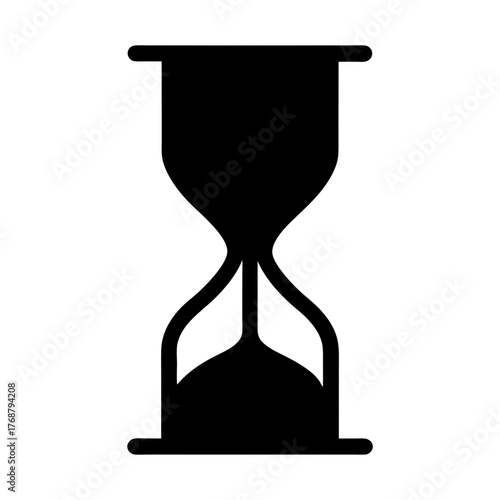 Classic hourglass design in solid black with a white background image