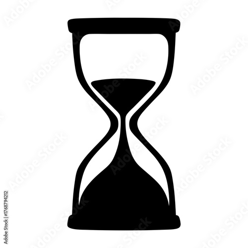 Simple minimalist black silhouette of an hourglass representing the passage of time