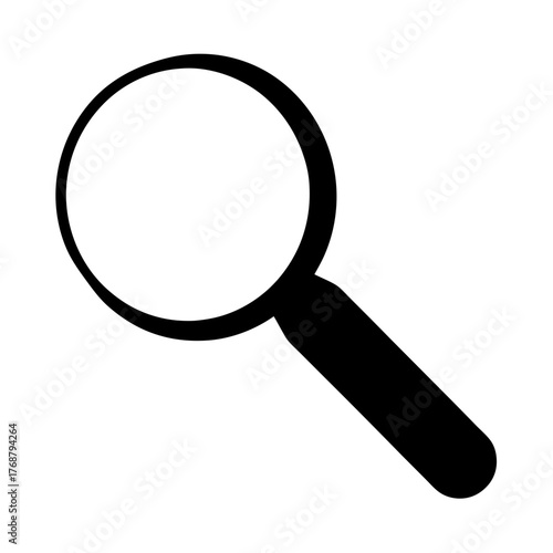Simple Black Magnifying Glass Icon on a White Background for Detail