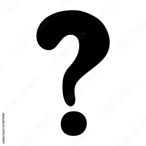 Black question mark on white background representing uncertainty and exploration