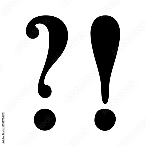 Bold Question and Exclamation Marks Side by Side on White Background