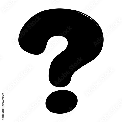 A bold question mark floating against a crisp white background suggesting inquiry