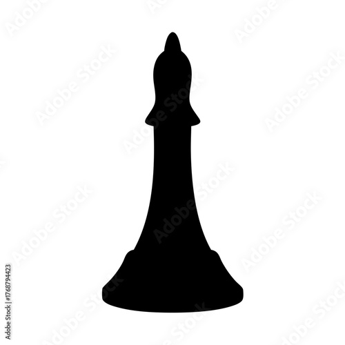 Silhouette of a chess bishop piece with intricate details in black and white