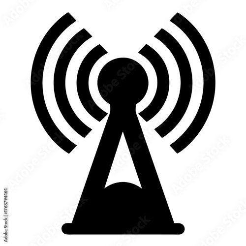 Stylized WiFi Transmission Tower Icon Indicating Wireless Network Signal Strength