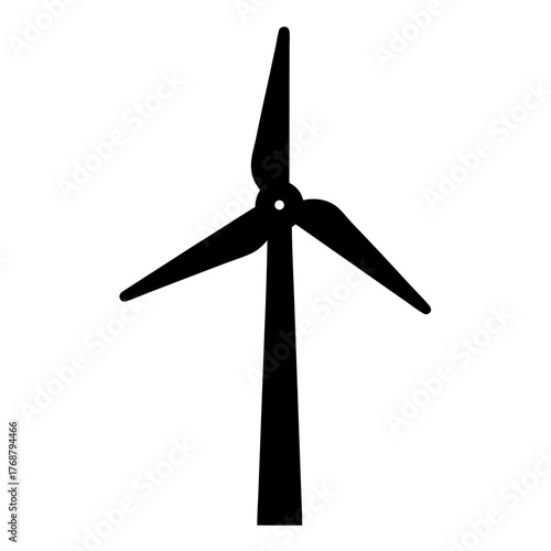 Black Wind Turbine Silhouette for Clean Energy and Sustainable Power Generation