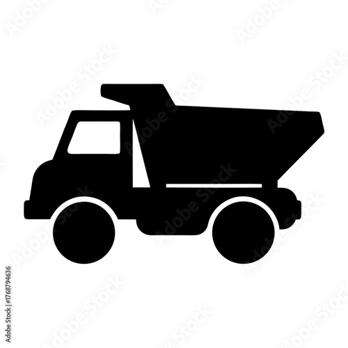 Silhouette illustration of a construction dump truck ready for hauling loads