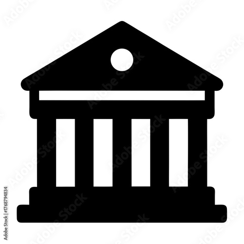 Black and White Symbol Depicting a Classic Bank or Government Building