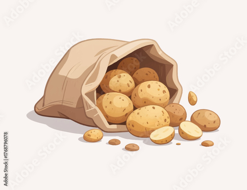 illustration design of a spilled potato sack