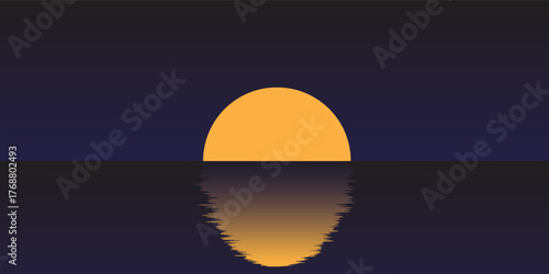 Half moon in starry sky. vector