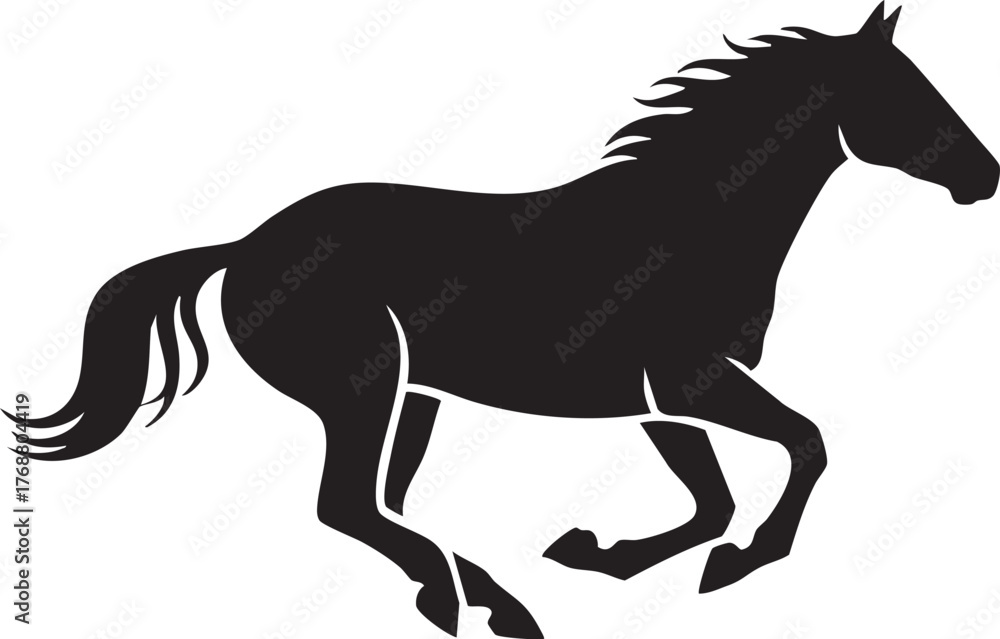 Fototapeta premium Silhouette of a Galloping Horse Dynamic and Powerful Animal