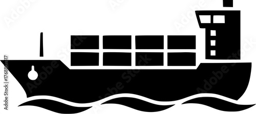 A vector icon of a cargo ship.