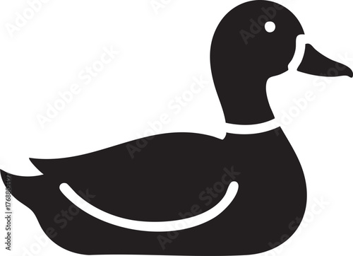 Silhouette of a Calm Duck Swimming in Still Water
