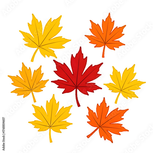 Wallpaper Mural fall maple leaves isolated set isolated Torontodigital.ca