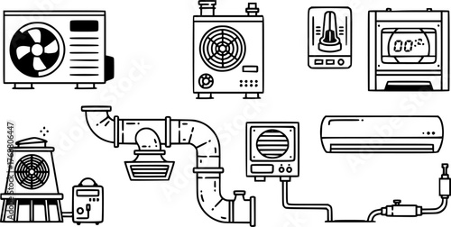 Vector illustration of hvac systems representing cooling units and air conditioning appliances
