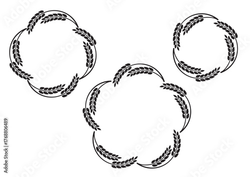 稲穂のフレーム・飾り枠セット