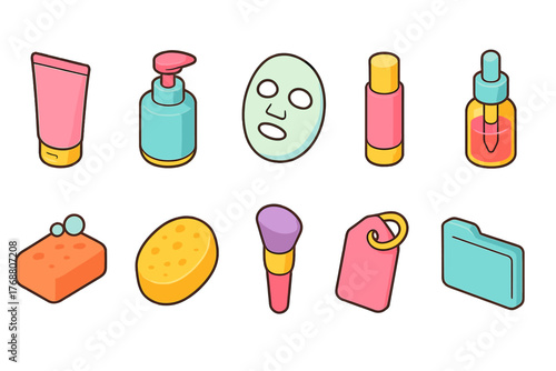 Cosmetics, beauty linear icon set. skincare, makeup line icons collection for beauty apps