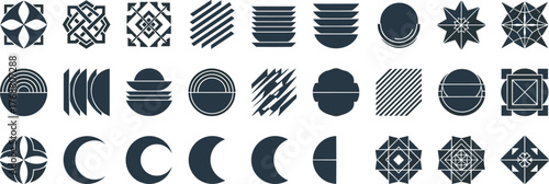 Modern Geometric Abstract Shapes and Patterns Collection - Versatile Vector Elements for Design Projects, Featuring Minimalist Icons and Creative Graphic Assets for Digital and Print Media