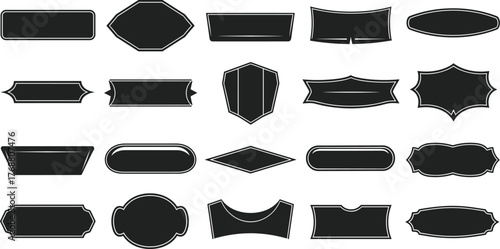 Big set of blank vintage frames and signboard shapes, a creative concept for classic emblem and logo design