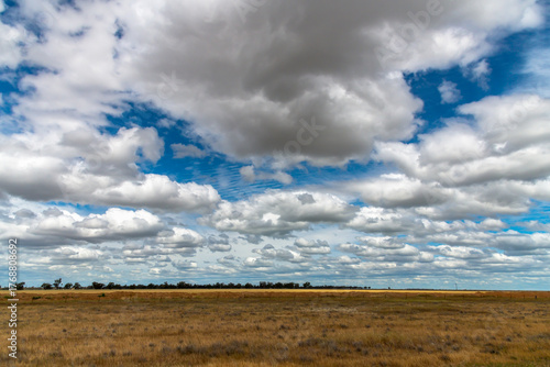 Clouds over the golden pastures in the Riverina countryside