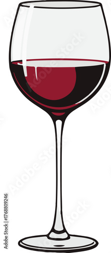 Red wine glass isolated on transparent background