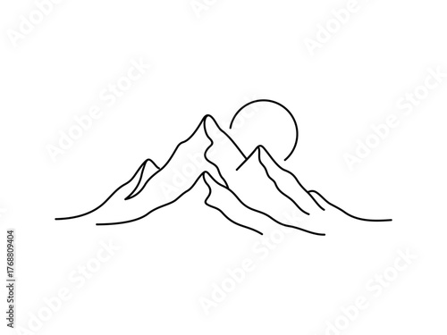 Minimalist Mountain Line Art